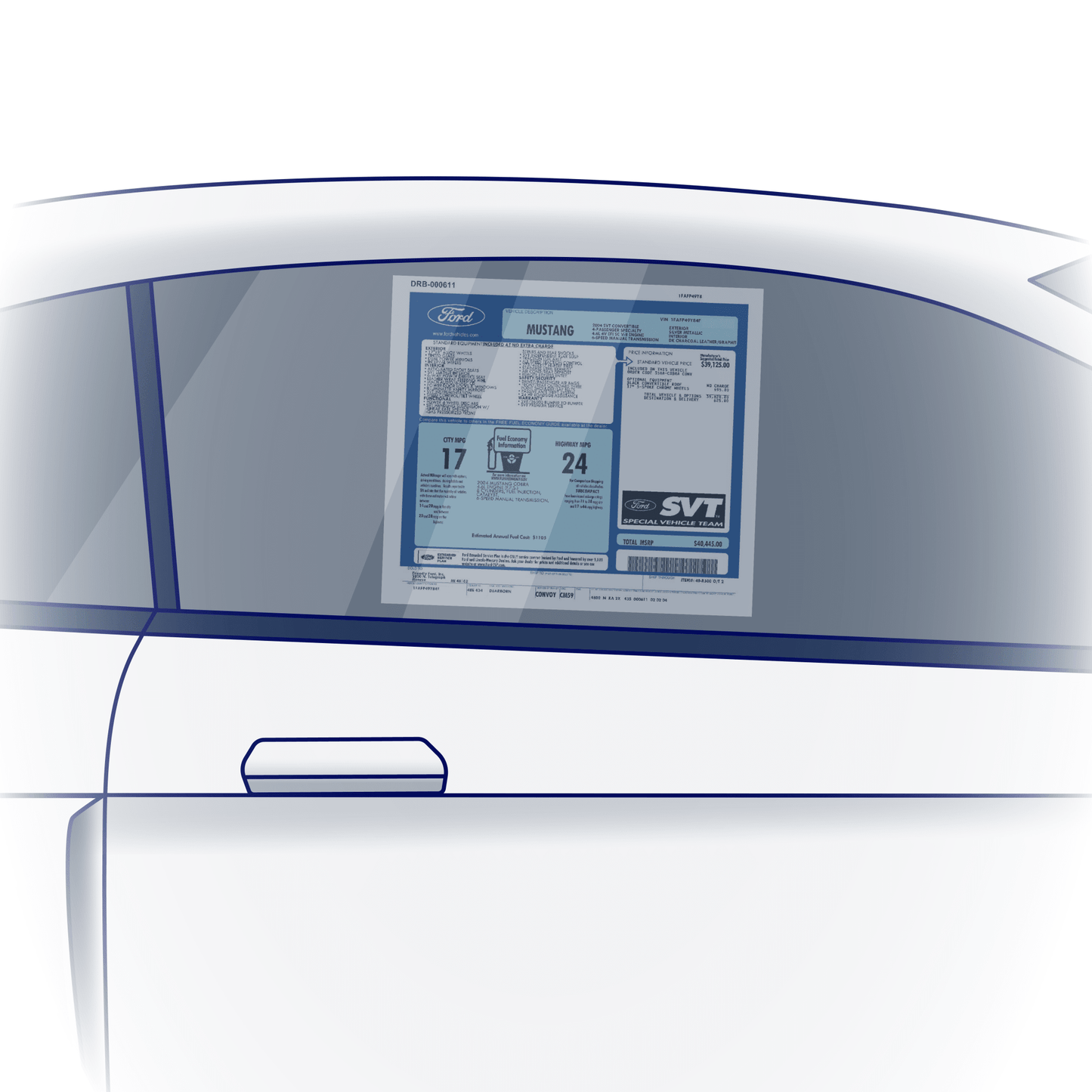 2003 - 2004 Mustang SVT Cobra Window Sticker (PLEASE READ FULL DESCRIPTION) - Ford Show Parts