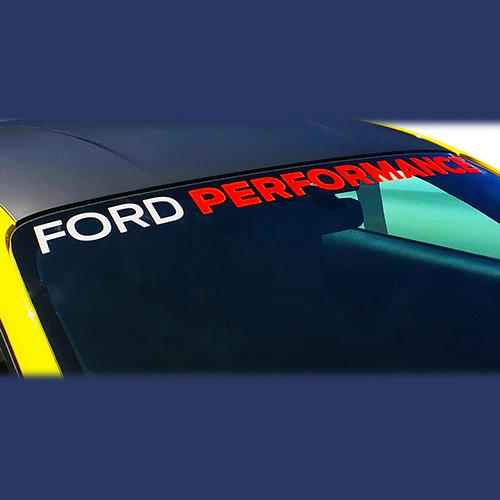 2005 - 2023 Mustang "FORD PERFORMANCE" Windshield Banner - White and Red - Ford Show Parts