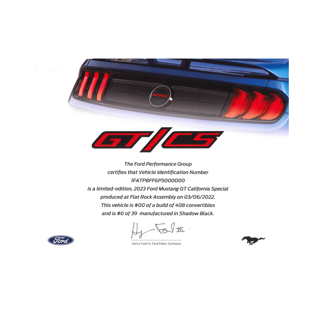 2022 - 2023 Mustang GT California Special Certificate - Ford Show Parts
