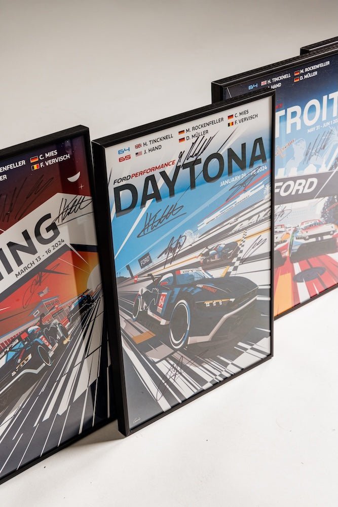 2024 IMSA Framed Poster Set Signed By GT3 Drivers - Ford Show Parts