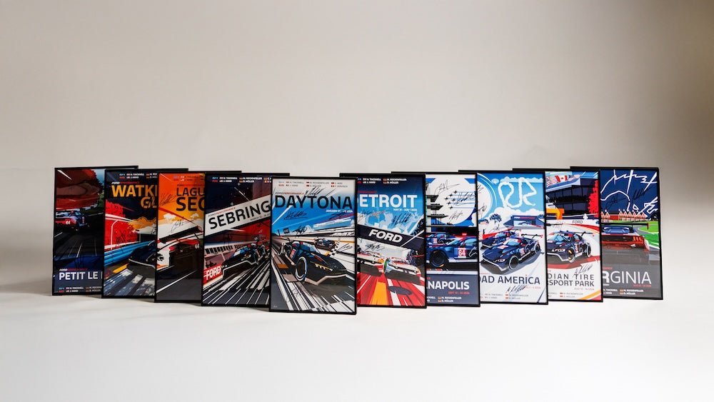 2024 IMSA Framed Poster Set Signed By GT3 Drivers - Ford Show Parts