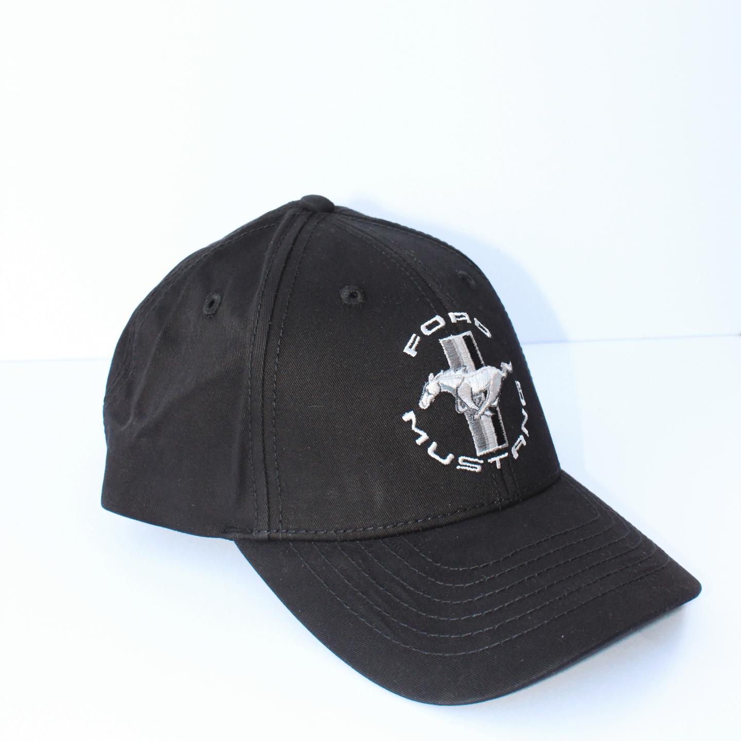 Black Mustang Tonal Tri - Bar Stretch Hat - Ford Show Parts