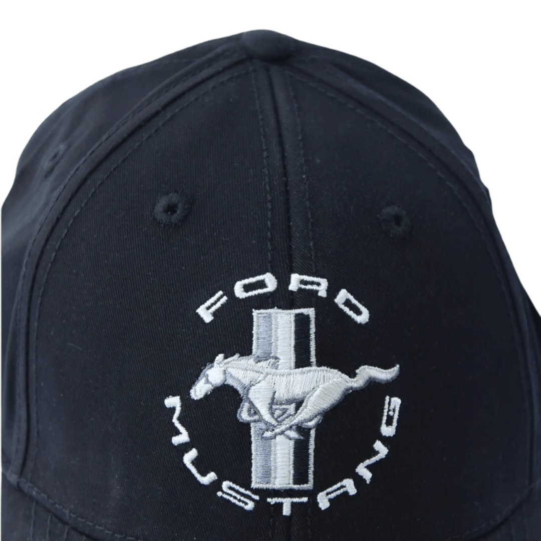 Black Mustang Tonal Tri - Bar Stretch Hat - Ford Show Parts