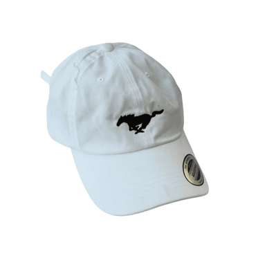 White Mustang Pony Logo Dad Hat - Ford Show Parts