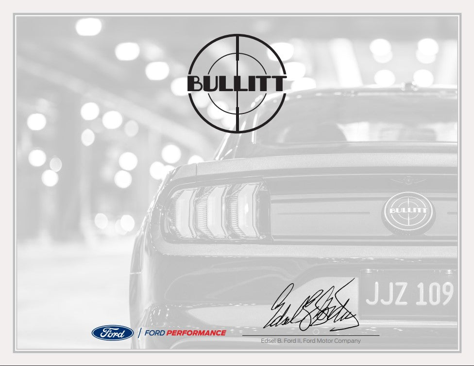 2019-2020 Mustang Bullitt Certificate of Authenticity