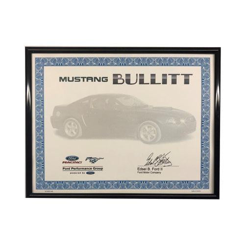2001, 2008-09 Mustang Bullitt Certificate
