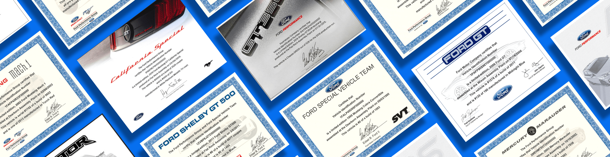 Certificates - Ford Show Parts