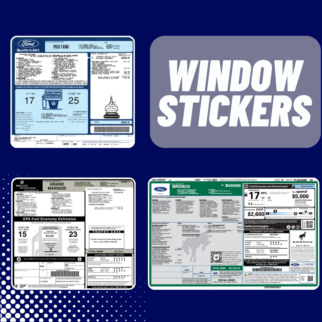 Ford Show Parts | Window Stickers (Monroney Label)