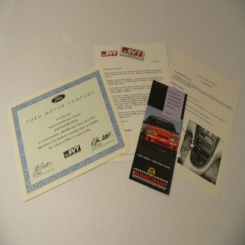 1994 SVT Cobra Indy Pace Car Certificate Package - Ford Show Parts