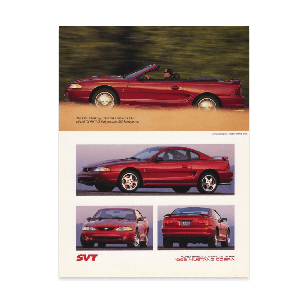 1996 Cobra Tech Data Card - Ford Show Parts