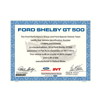 2007 - 2014 GT500 Certificate - Ford Show Parts