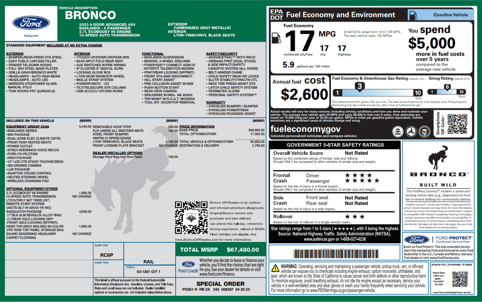 2007 - 2025 Ford/ Lincoln Window Sticker (Monroney Label) - Ford Show Parts