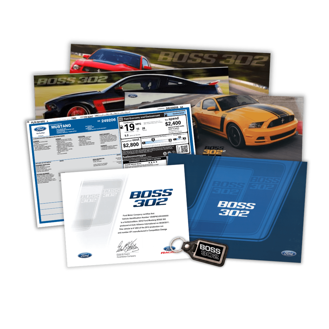 2012-2013 BOSS 302 Certificate Package - Ford Show Parts