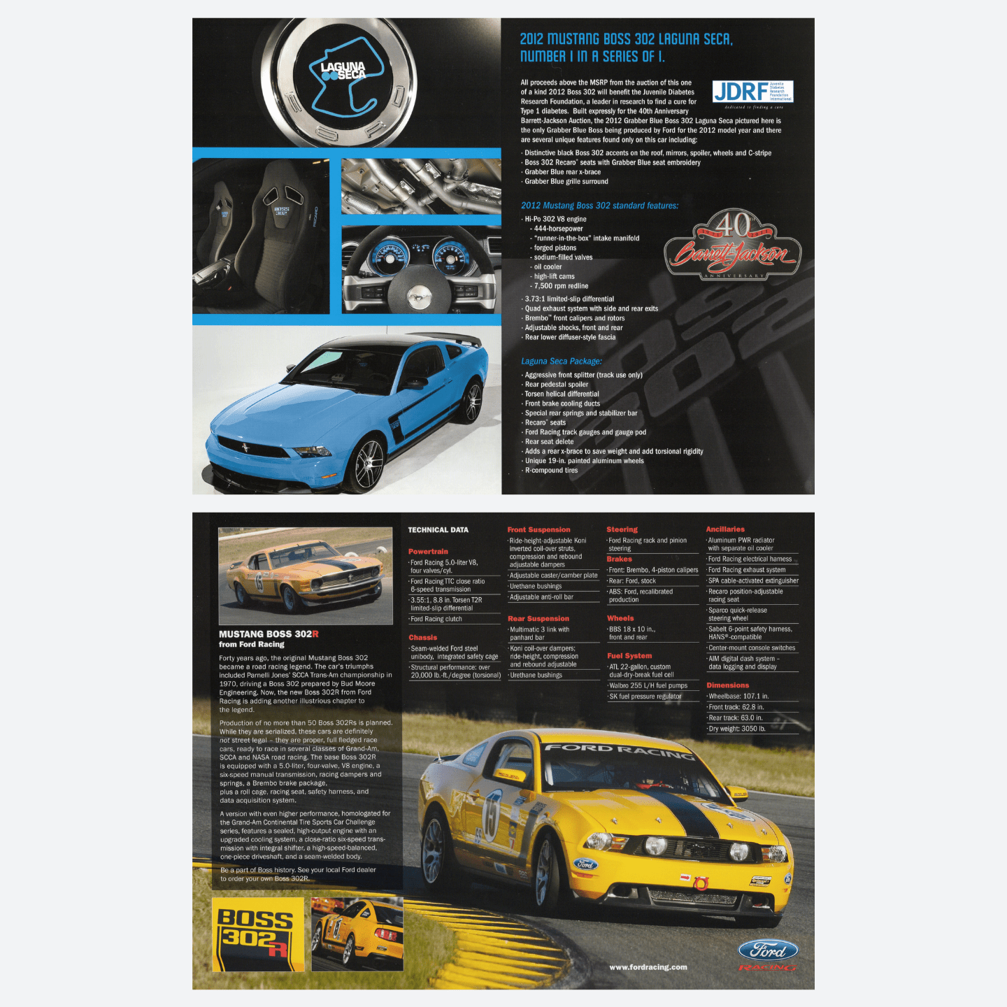 2012 Mustang Boss 302 Laguna Seca Hero Card (2 in order) - Ford Show Parts