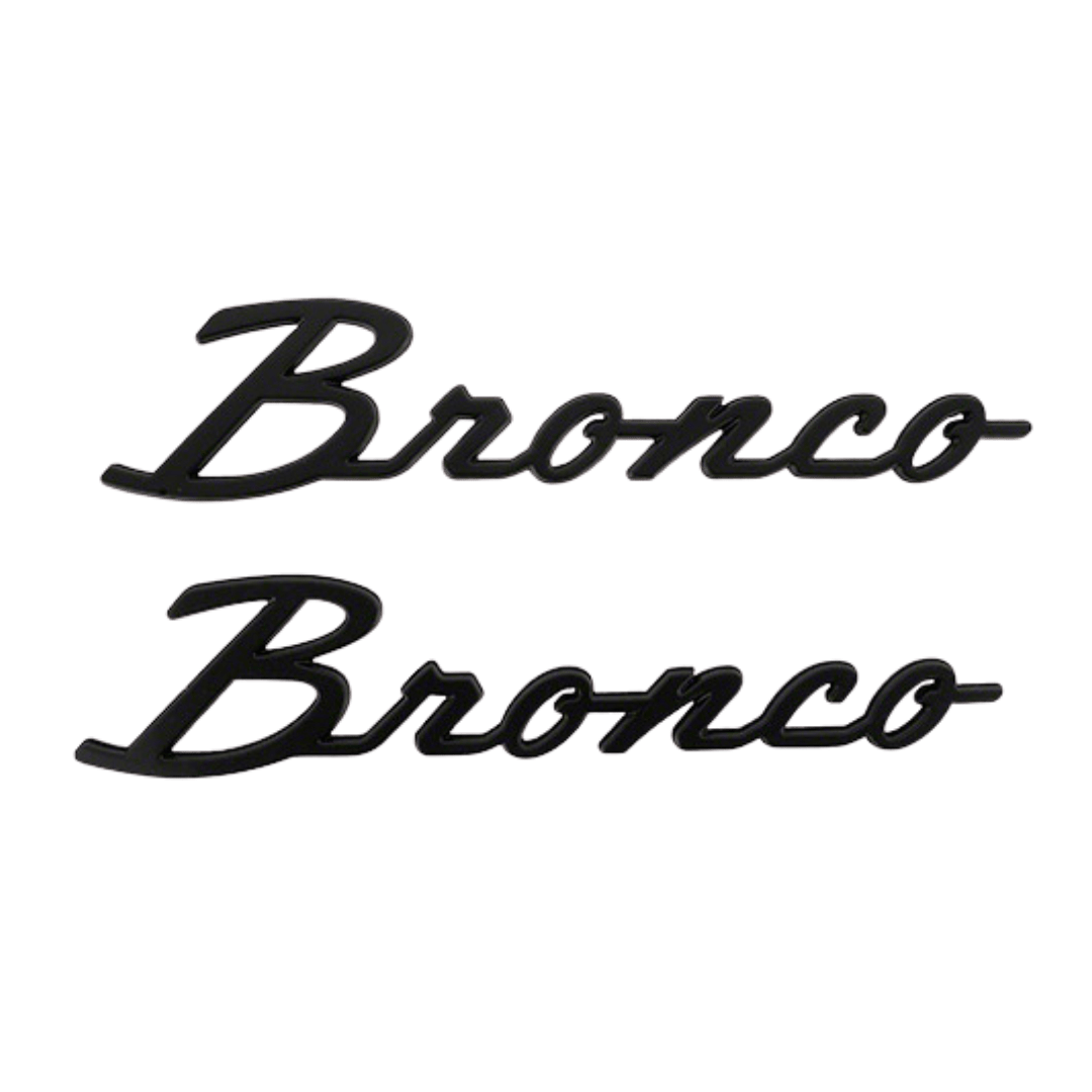 2021 - 2026 BRONCO CLASSIC SCRIPT FENDER BADGE KIT - MATTE BLACK - Ford Show Parts