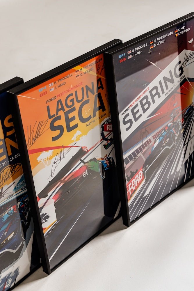 2024 IMSA Framed Poster Set Signed By GT3 Drivers - Ford Show Parts