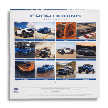 2027 Ford Racing Monthly Calendar - Ford Show Parts