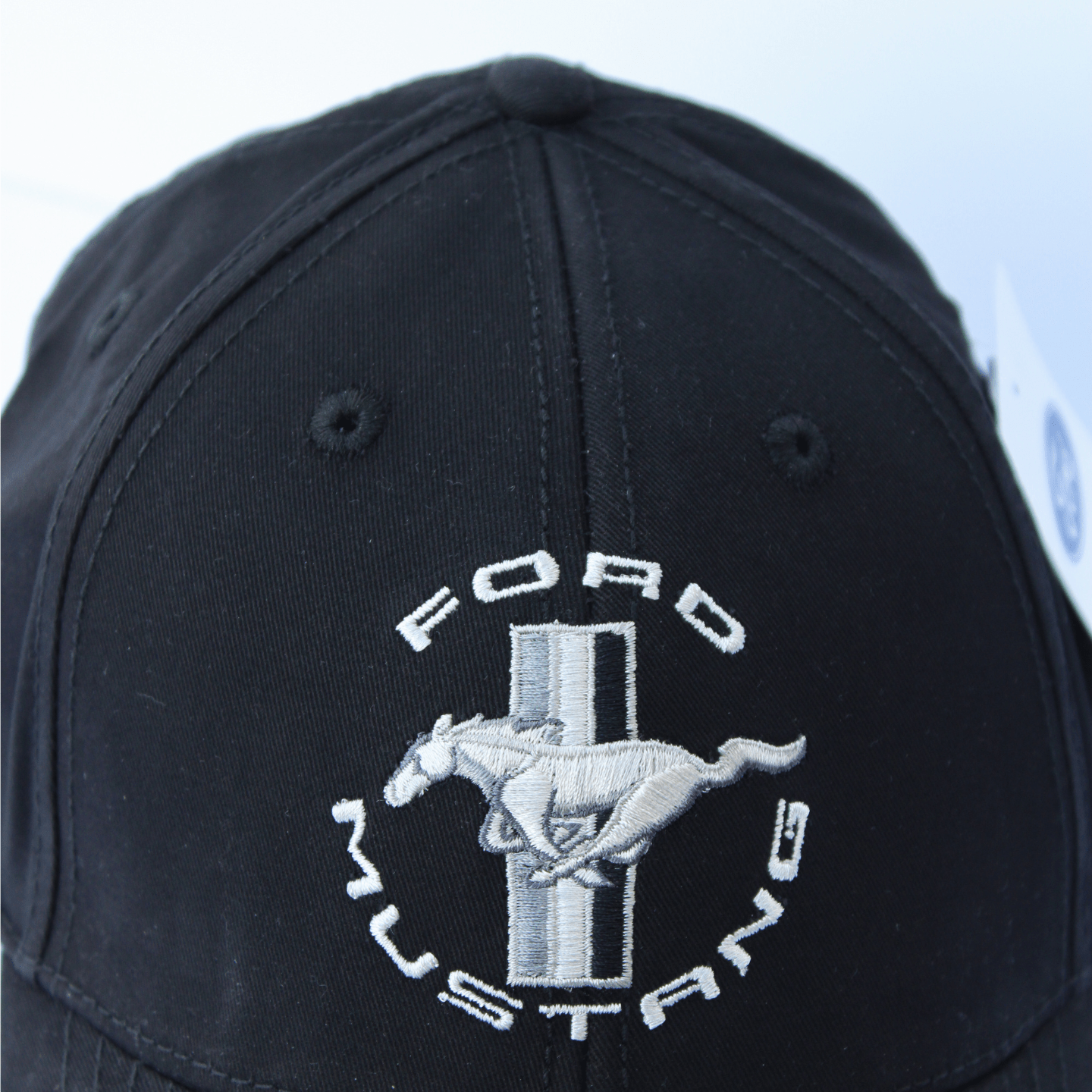 Black Mustang Tonal Tri - Bar Stretch Hat - Ford Show Parts