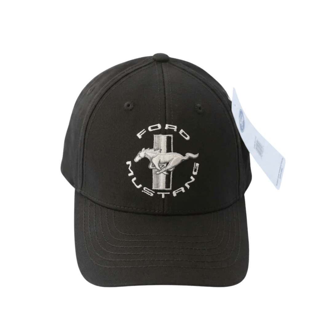 Black Mustang Tonal Tri-Bar Stretch Hat - Ford Show Parts