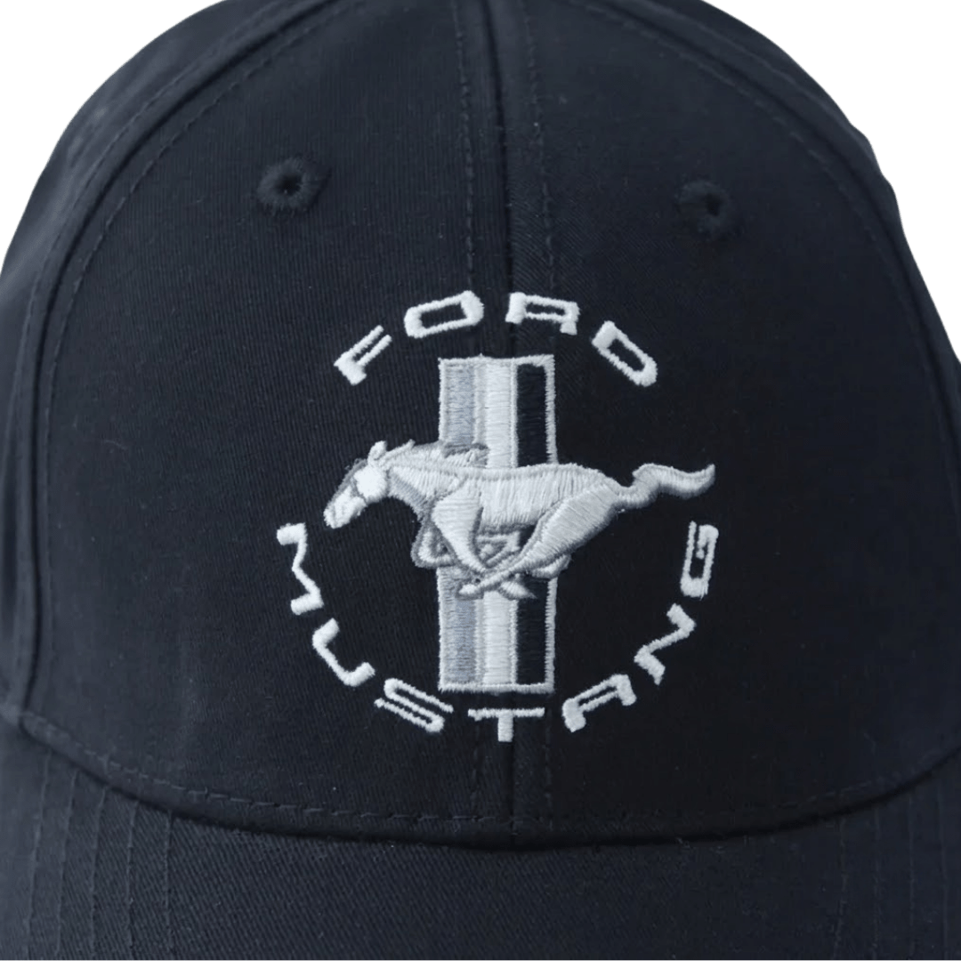 Black Mustang Tonal Tri-Bar Stretch Hat - Ford Show Parts
