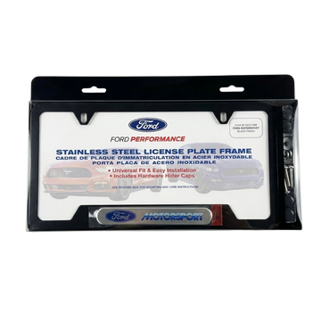 Ford Motorsport License Plate in Black Stainless Steel - Ford Show Parts 