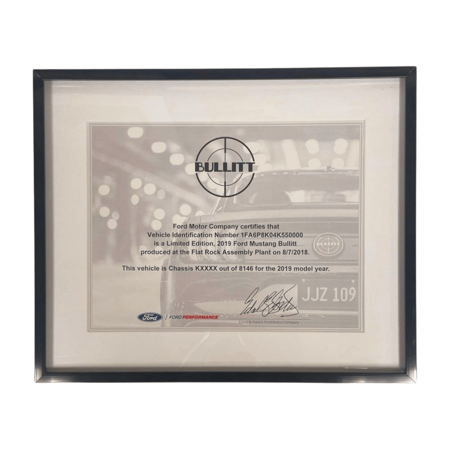 Certificate Frame with Matting - Ford Show Parts