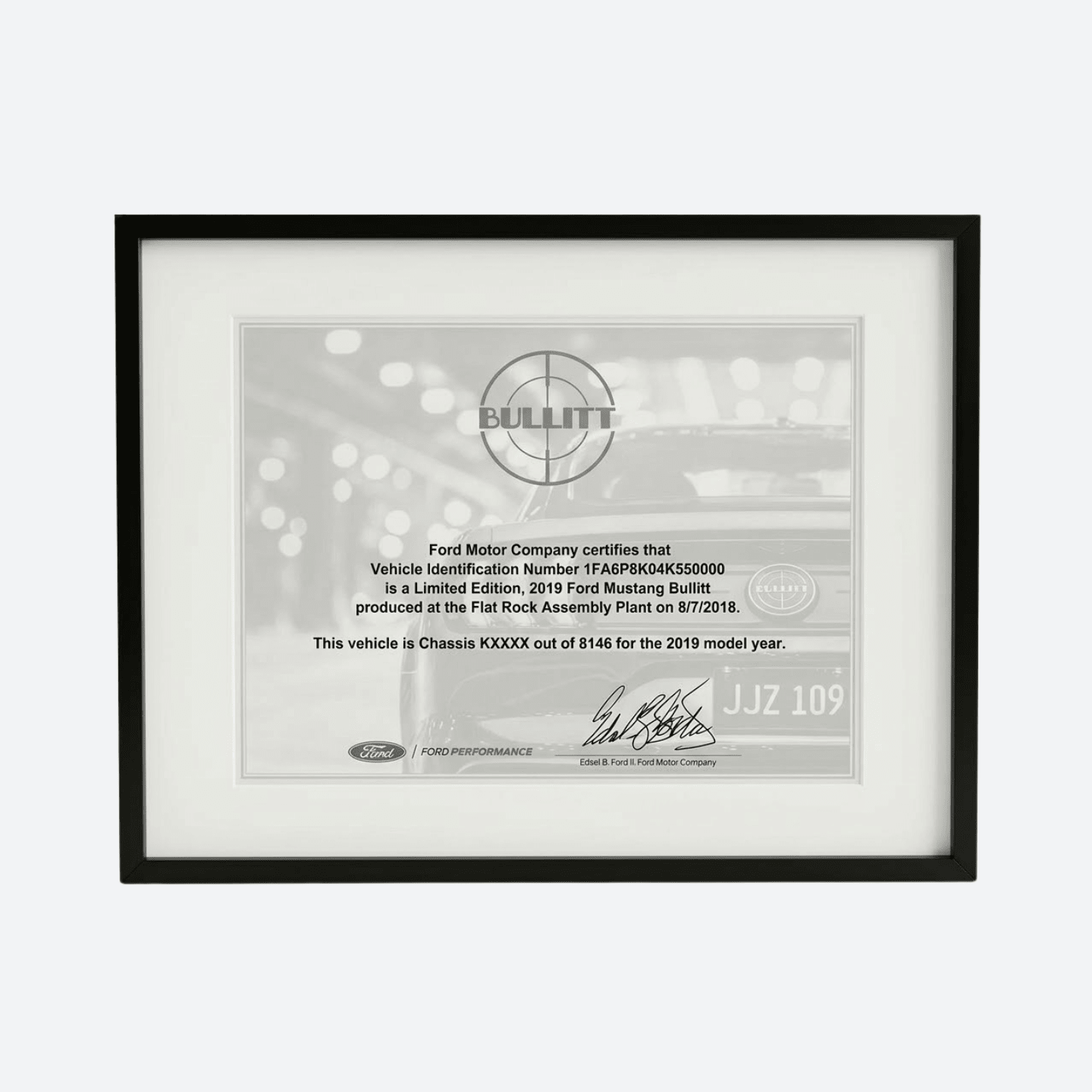 Certificate Frame with Matting - Ford Show Parts