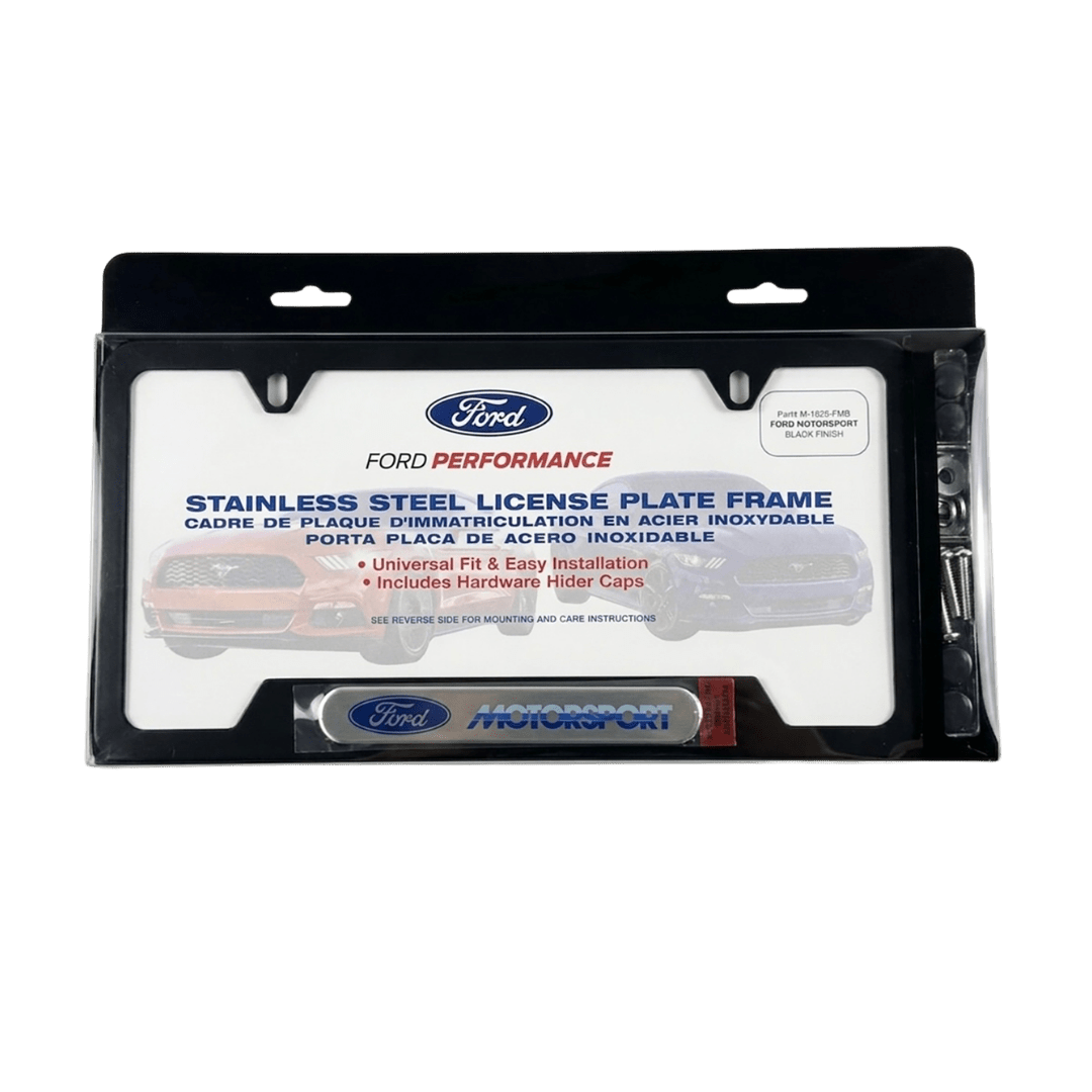 Ford Motorsport License Plate Frame-Black Stainless Steel - Ford Show Parts