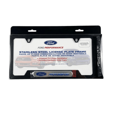 Ford Motorsport License Plate Frame-Black Stainless Steel - Ford Show Parts