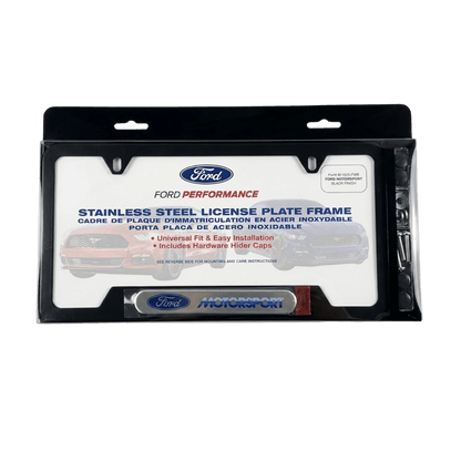 Ford Motorsport License Plate Frame-Black Stainless Steel - Ford Show Parts