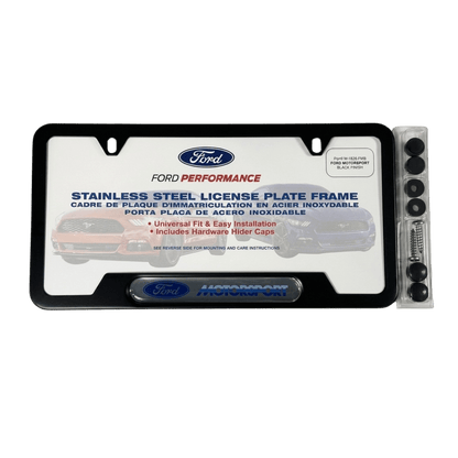 Ford Motorsport License Plate Frame-Black Stainless Steel - Ford Show Parts