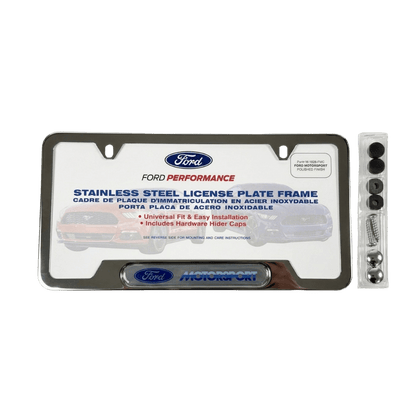 Ford Motorsport License Plate Frame - Stainless Steel - Ford Show Parts