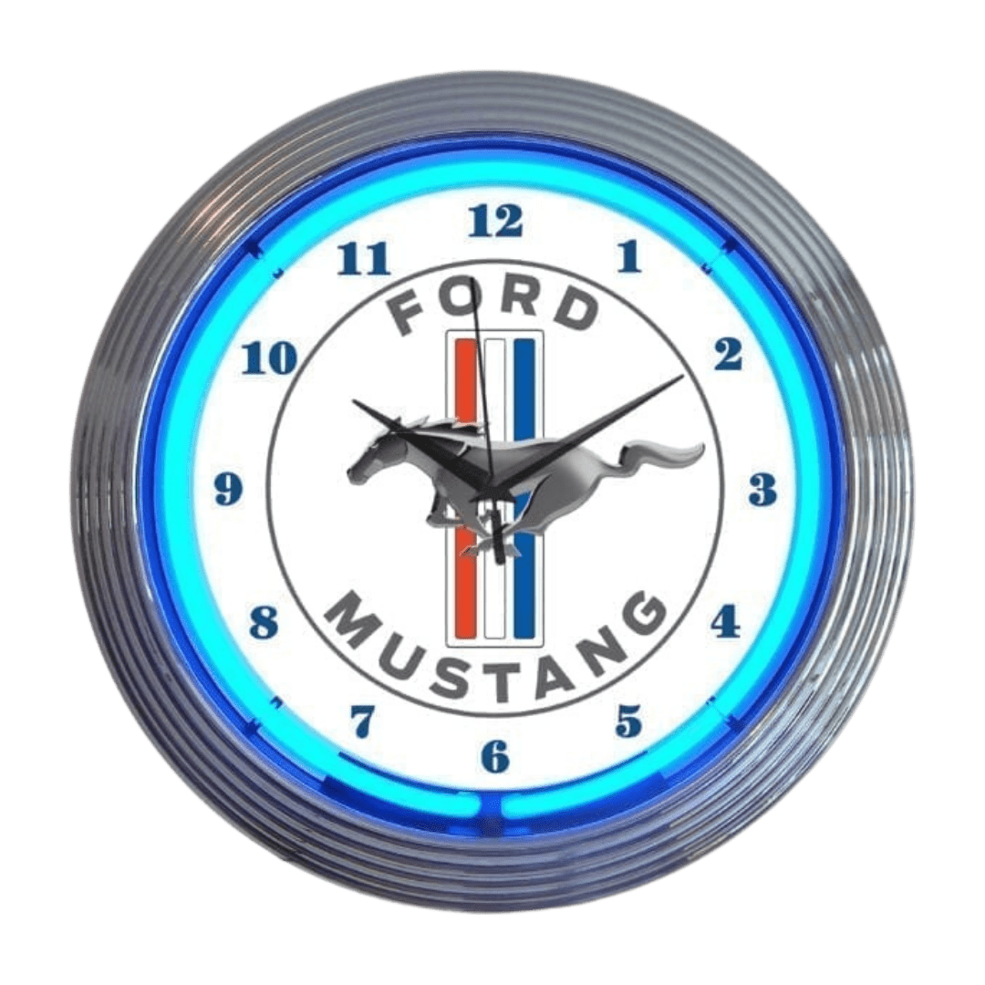 Ford Mustang Blue Neon Clock - Ford Show Parts