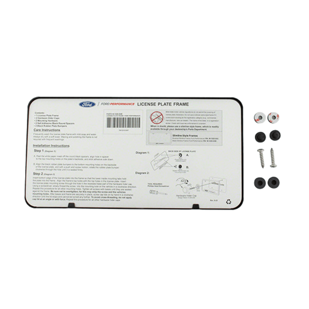 Ford Performance Slim License Plate Frame - Black Stainless Steel - Ford Show Parts