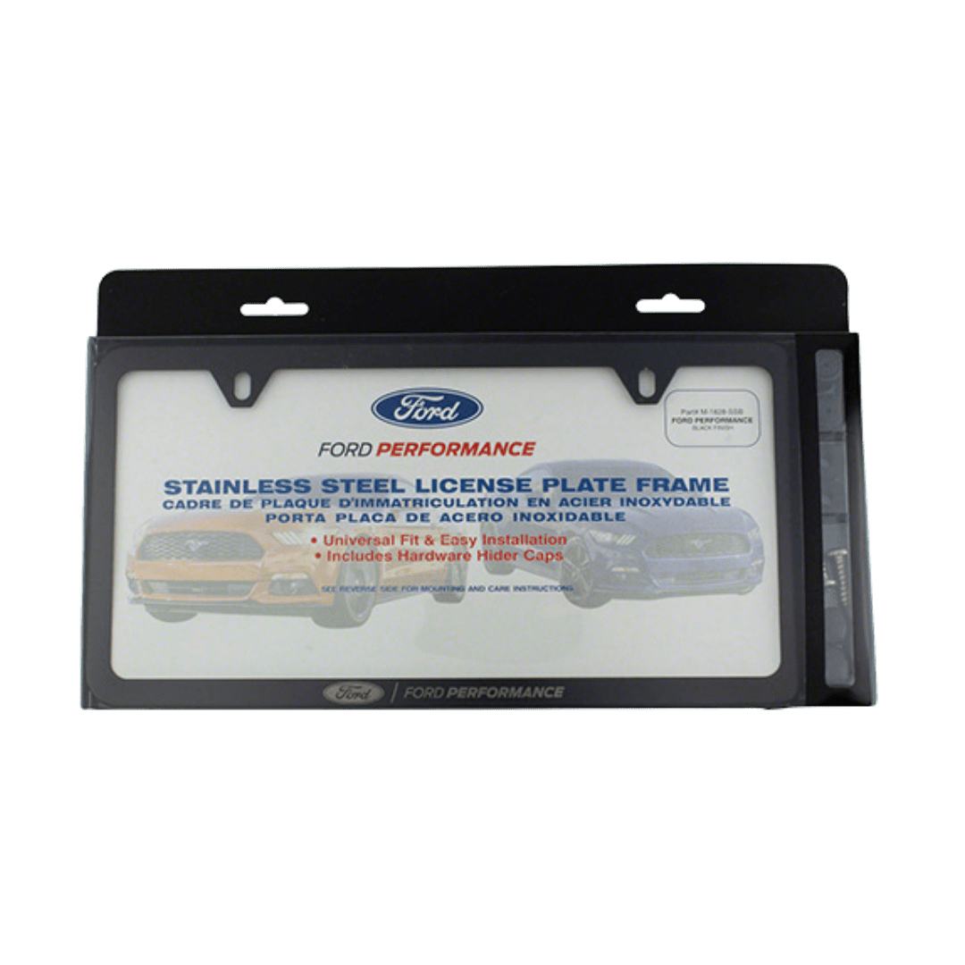 Ford Performance Slim License Plate Frame - Black Stainless Steel - Ford Show Parts