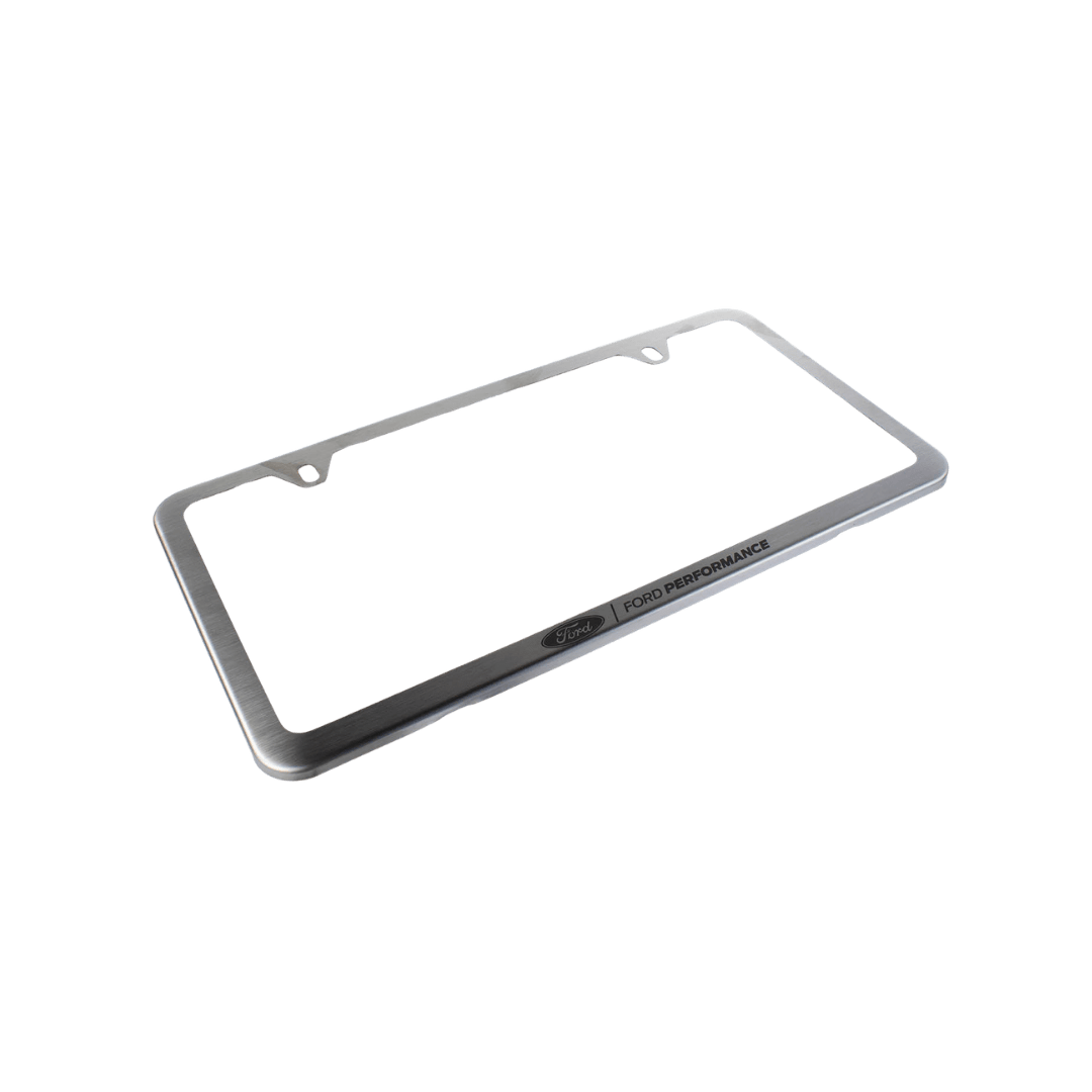 Ford Performance Slim License Plate Frame - Brushed Stainless Steel - Ford Show Parts