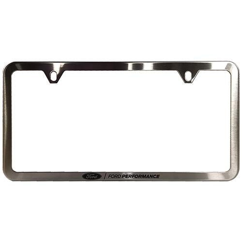 FORD PERFORMANCE SLIM LICENSE PLATE FRAME - BRUSHED STAINLESS STEEL - Ford Show Parts