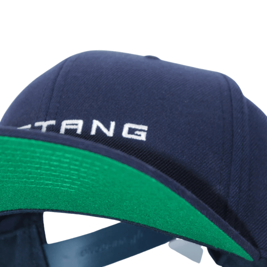 Navy Mustang Script Logo Snapback - Ford Show Parts