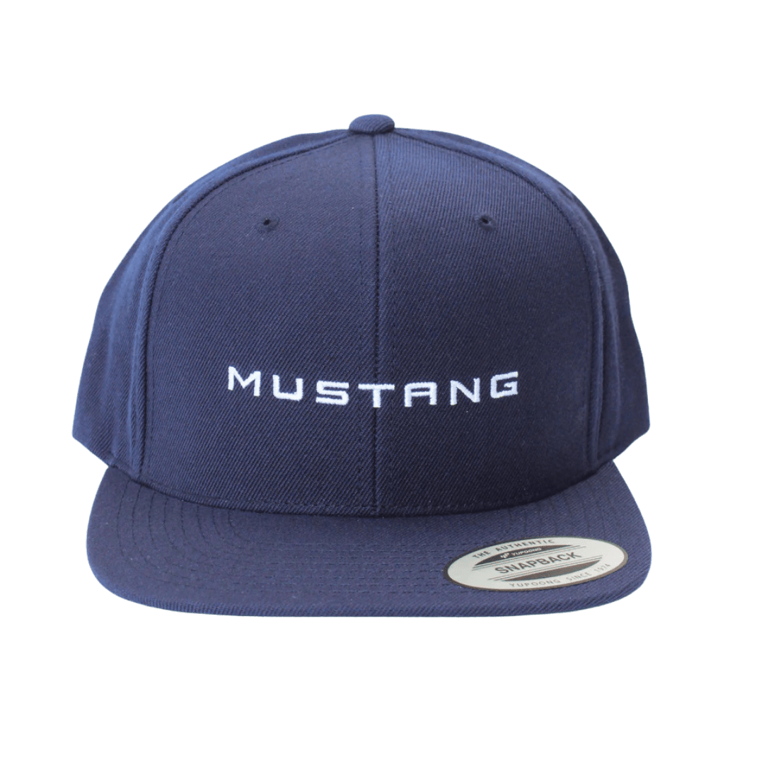 Navy Mustang Script Logo Snapback - Ford Show Parts