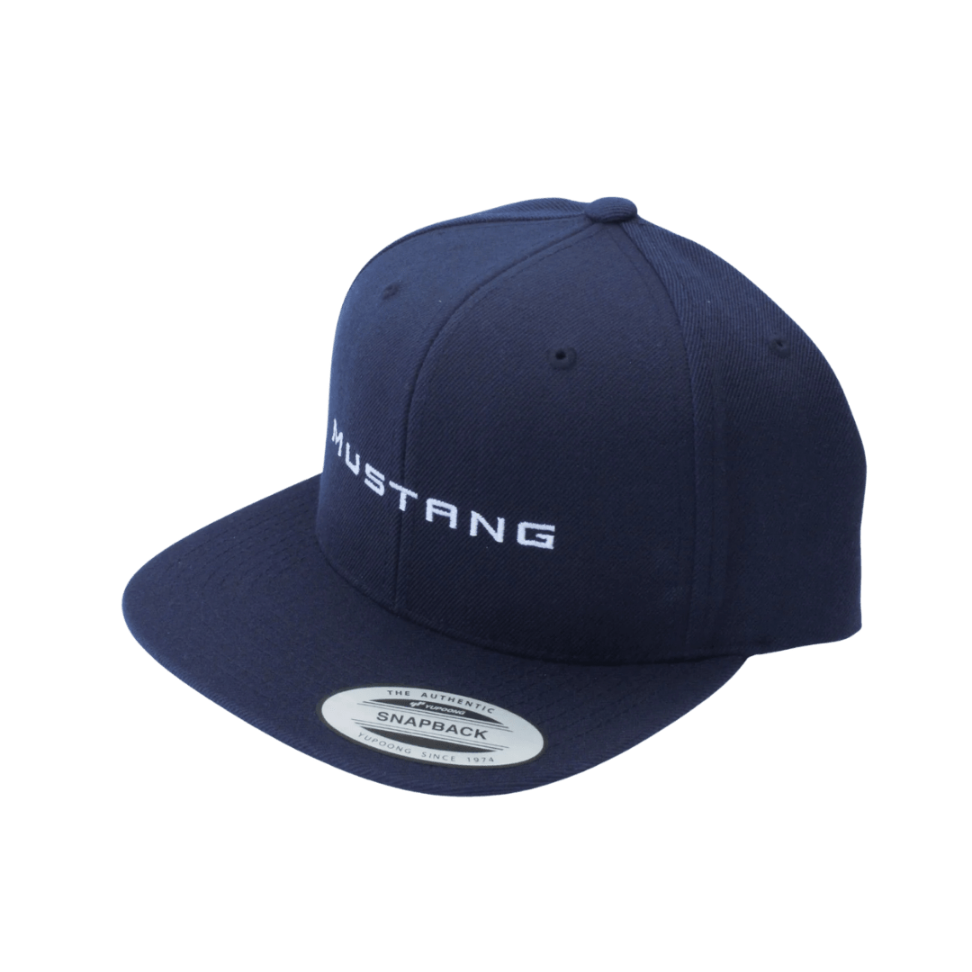 Navy Mustang Script Logo Snapback - Ford Show Parts