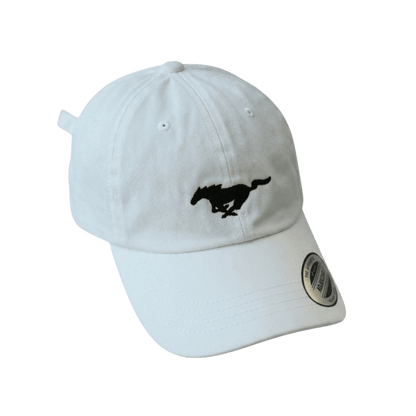 White Mustang Pony Logo Dad Hat - Ford Show Parts