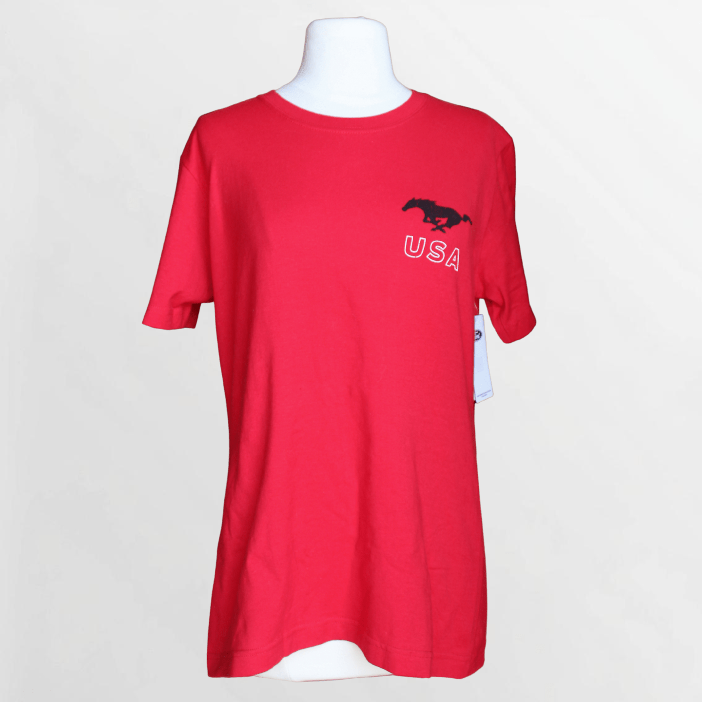 Women's Red Detroit Born Pony Tee - Ford Show Parts
