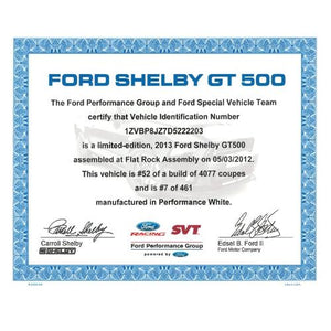 2007-2014 GT500 Certificate