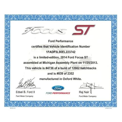 2013-14 Focus ST Certificate