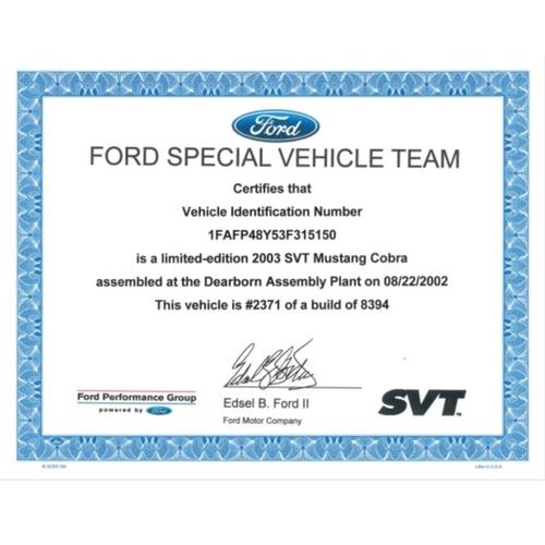 SVT Certificate